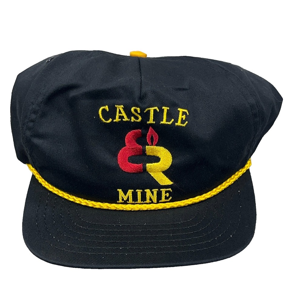 Vintage Elk Run Coal Mine Trucker Hat Cap 90s Massey Energy Made in USA Rope BO2